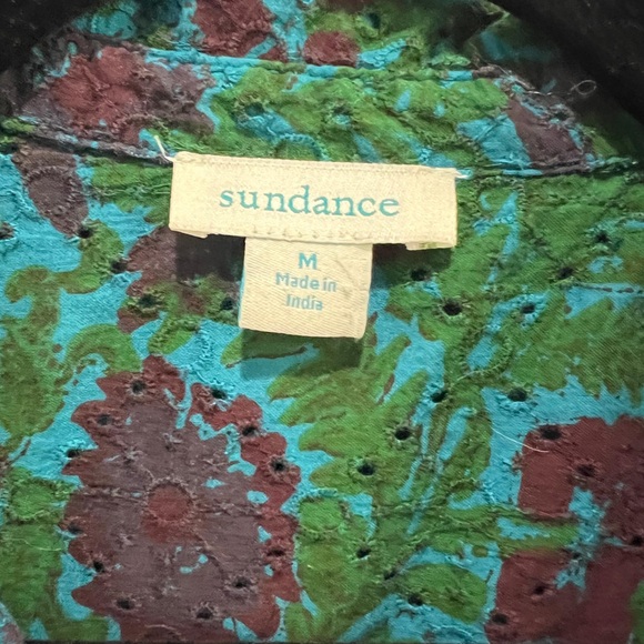 Sundance Rhea Eyelet Floral Button Down Shirt Boho Western Top Medium - Picture 7 of 10